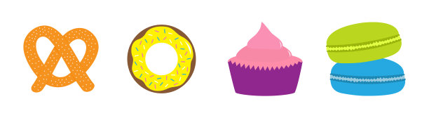 软椒盐卷饼甜甜圈纸杯蛋糕马卡龙或马卡龙图片下载