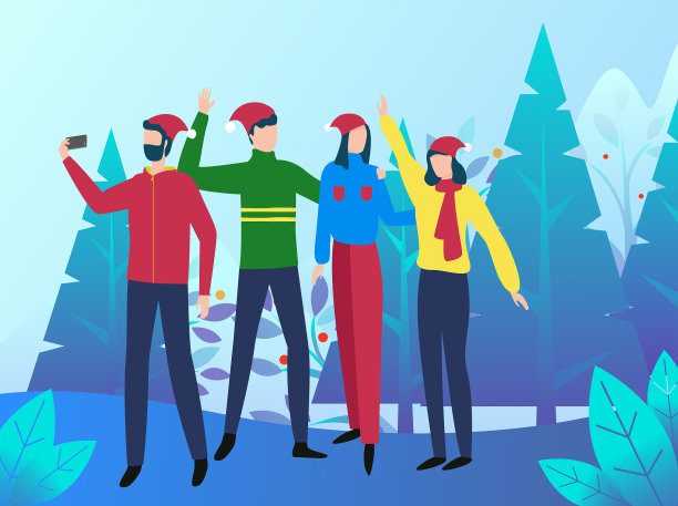 人们在自拍冬天的风景背景图片下载