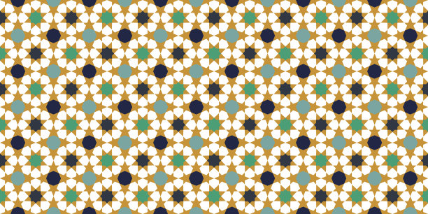 金色和蓝色摩洛哥图案瓷砖图案图片下载