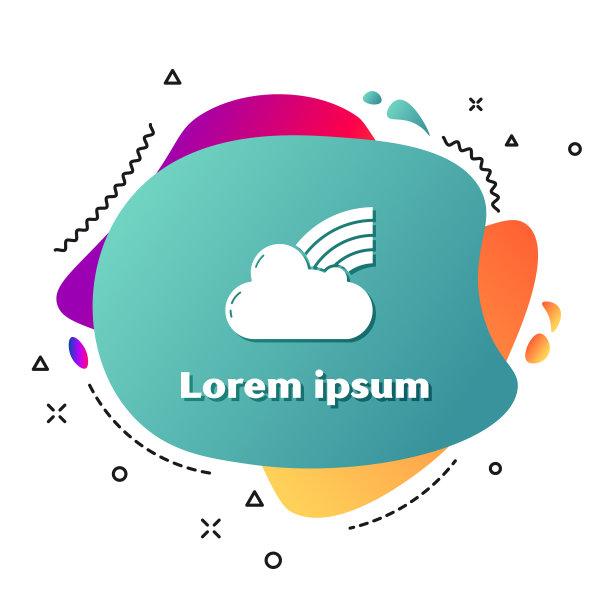 白色彩虹与云图标孤立在白色图片下载