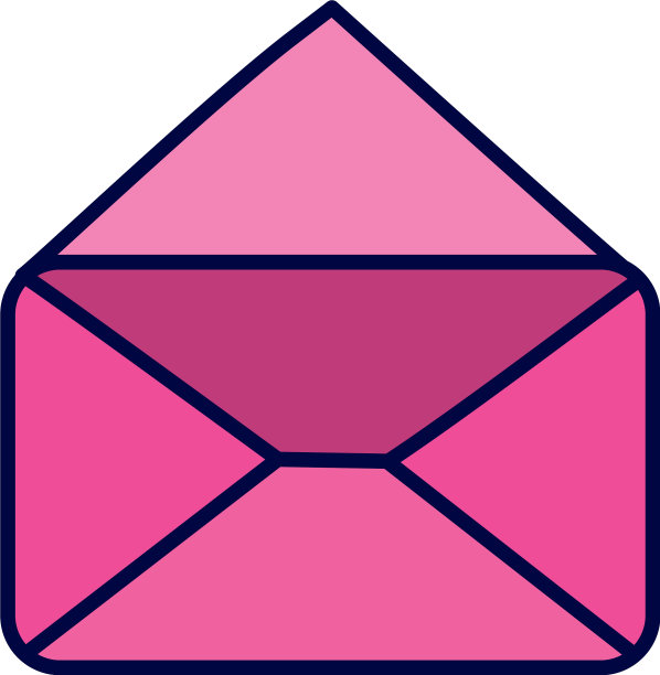 粉红色的邮件打开信封信息图标图片下载