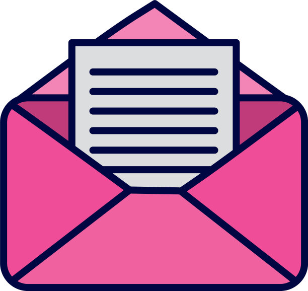 粉红色的打开信封邮件信息邮件图标图片下载