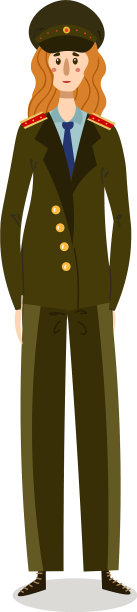 身穿绿色军装，头戴绿色军帽的女警察图片下载