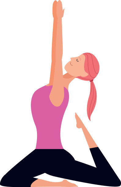 卡通女人做瑜伽战士姿势图标图片下载