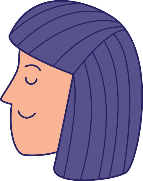 卡通女人脸与短发的图标图片下载