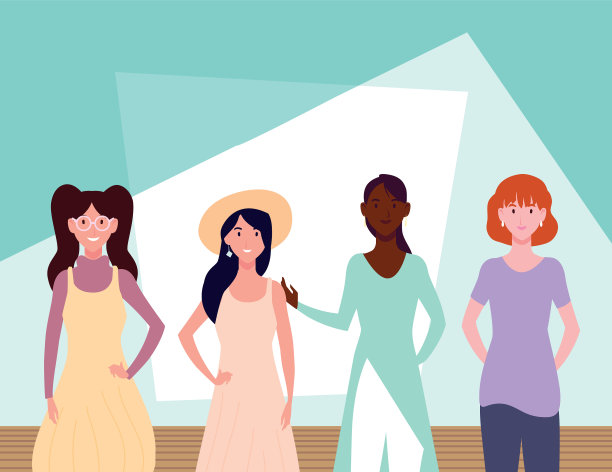 女人们摆着不同的姿势站着图片下载