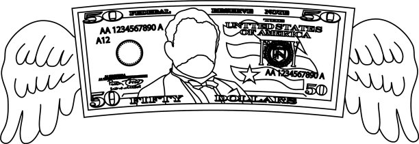 羽毛变形的50美元纸币轮廓图片下载