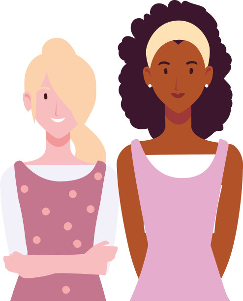 在白色背景上摆着不同姿势的女人图片下载