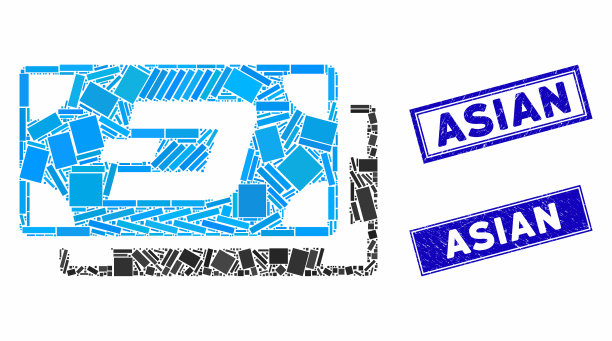 破折号纸币马赛克和垃圾矩形亚洲图片下载