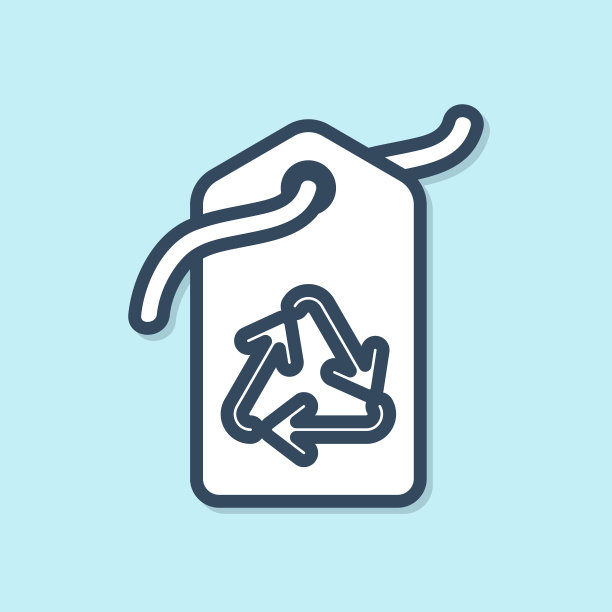 蓝色线标记与回收符号图标隔离图片下载