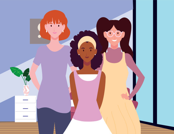 客厅里摆着不同姿势的女人图片下载