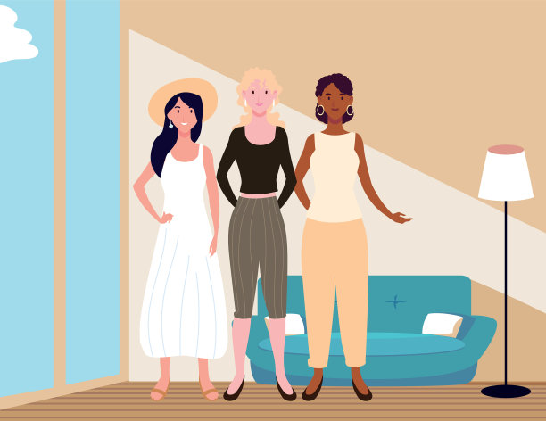 客厅里摆着不同姿势的女人图片下载