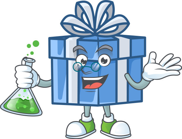 聪明的教授蓝色礼盒卡通人物图片下载
