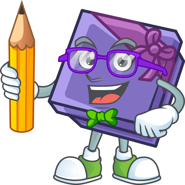 酷聪明的学生紫色礼品盒字符图片下载