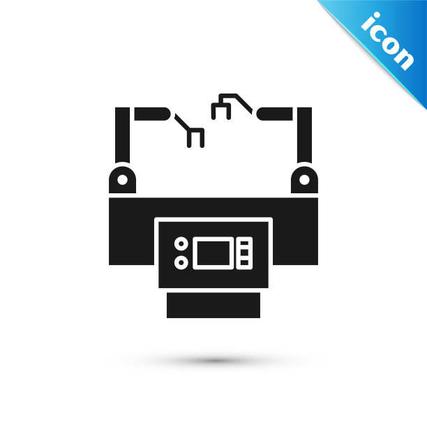 黑色装配线图标隔离在白色上图片下载