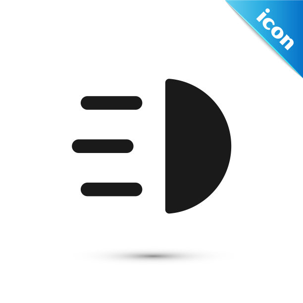 黑色远光灯图标孤立在白色背景上图片下载