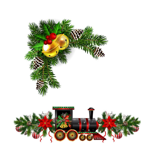 圣诞装饰用冷杉树金色的叮当声图片下载