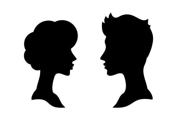 男人和女人侧视头像剪影图片下载