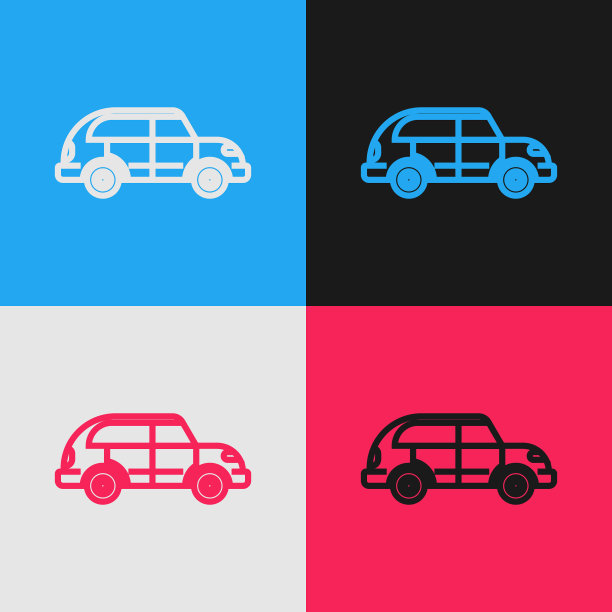 颜色线上隔离了掀背车图标的颜色图片下载