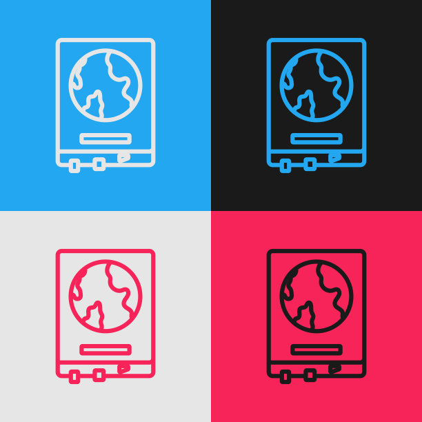 彩色线世界地图在学校黑板上的图标图片下载