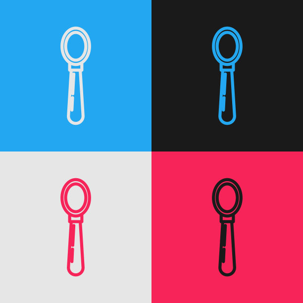 颜色线勺图标孤立的颜色背景图片下载