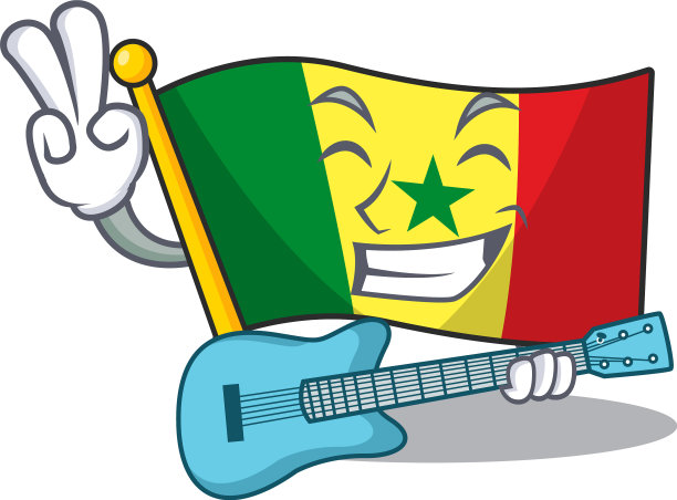 晚餐酷旗塞内加尔卡通人物图片下载