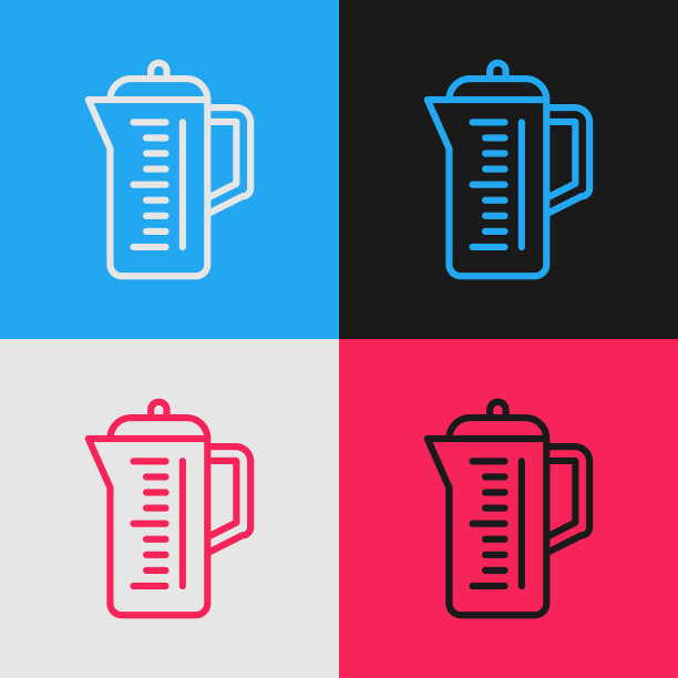 颜色线茶壶图标孤立的颜色图片下载