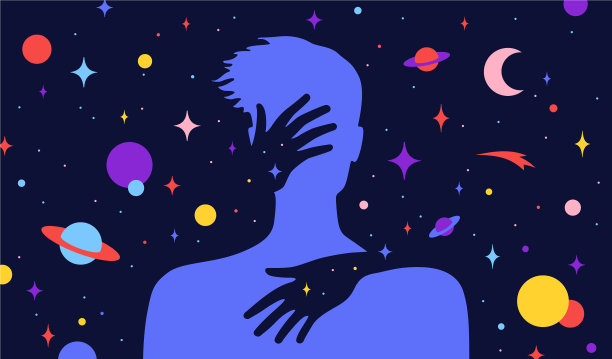 现代扁平人物女性双手抱一抱图片下载