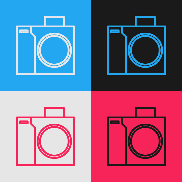 彩色线照片相机潜水员图标隔离图片下载