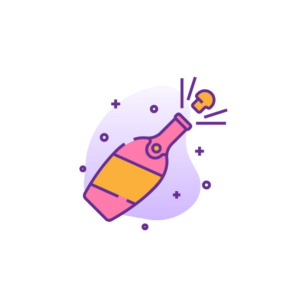 香槟图标创意平淡多彩图片下载