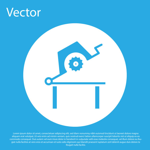 蓝色表锯为木制品图标隔离在蓝色图片下载
