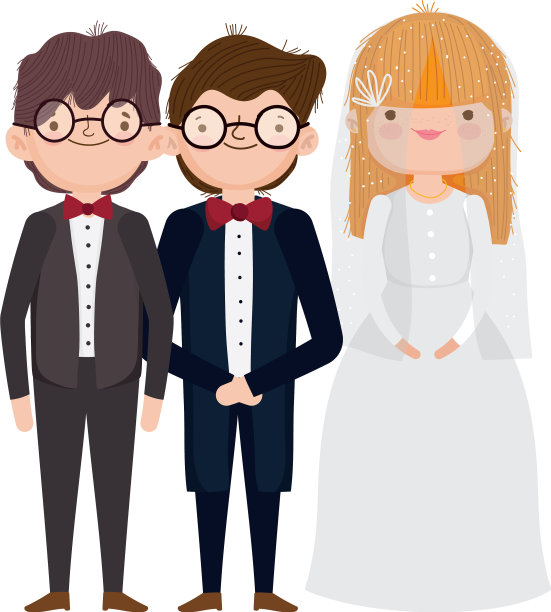 婚礼新娘和新郎卡通人物图片下载