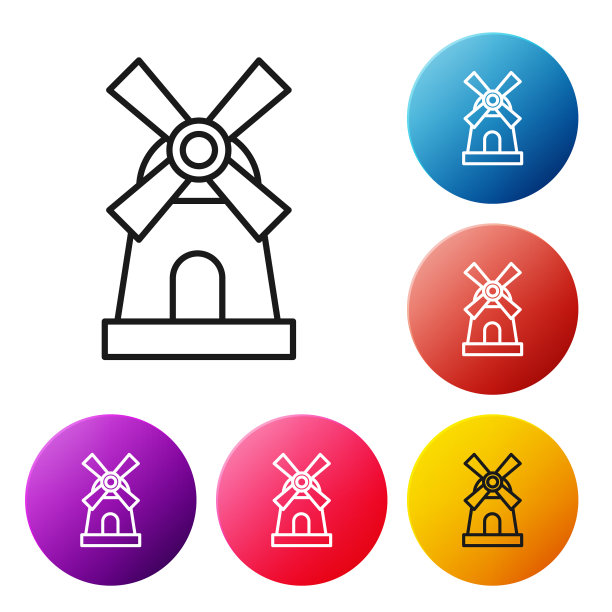 黑线风车图标孤立在白色图片下载