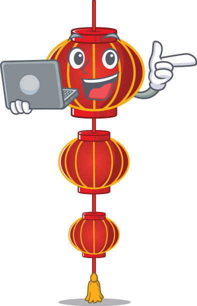 快乐笑灯盏中国灯笼卡通图片下载