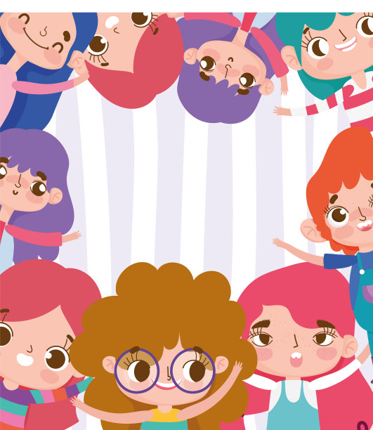 卡通人物动画快乐的孩子条纹图片下载