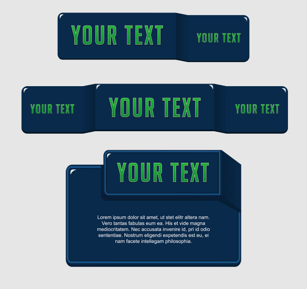 设置光滑的蓝色旗帜文本模板2图片下载