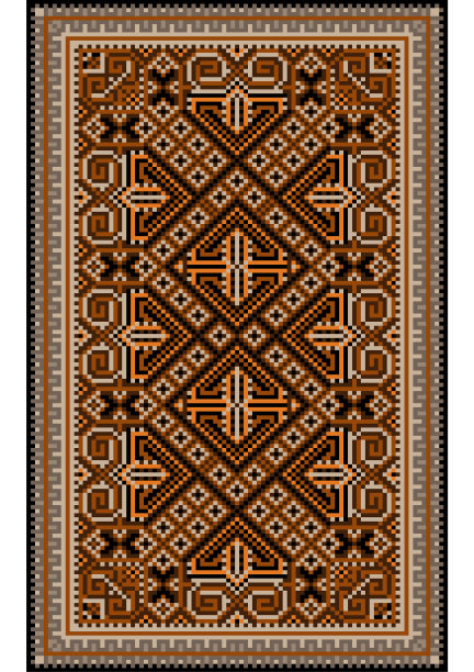 带有赤陶装饰和橙色与米色的地毯图片下载