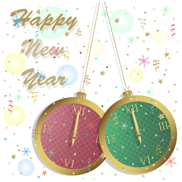 时钟的新年贺卡图片下载
