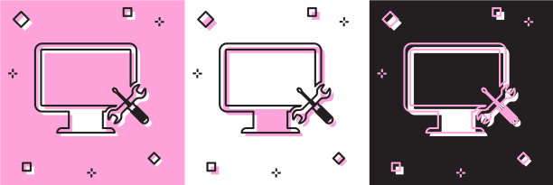 用螺丝刀和扳手设置电脑显示器图片下载