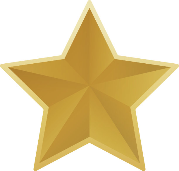 金色的星星形状奖章获奖3d图片下载