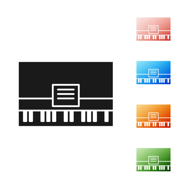 黑色钢琴图标孤立在白色背景图片下载