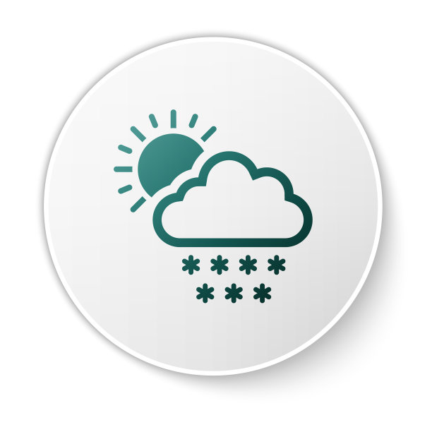 绿色的云与雪和太阳的图标孤立图片下载