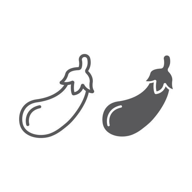 茄子线性字形图标图片下载