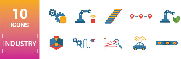工业40图标集包括创意元素图片下载