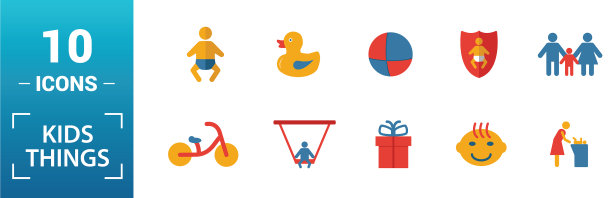 儿童职员图标集包括创意元素图片下载