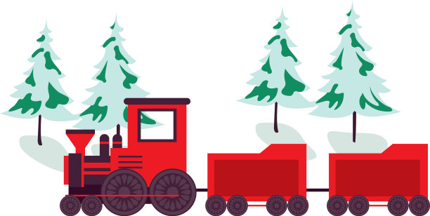 松树与雪和火车图片下载