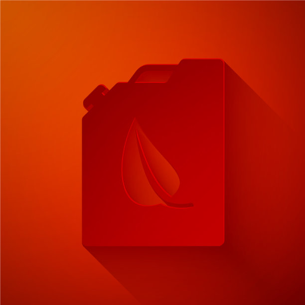 剪纸生物燃料罐图标隔离在红色图片下载