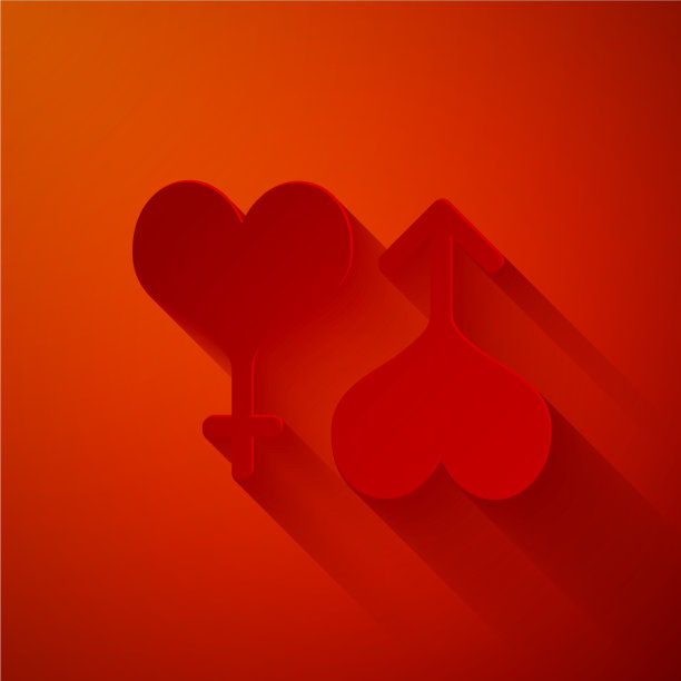 剪纸象征着男性和女性的心形图标图片下载