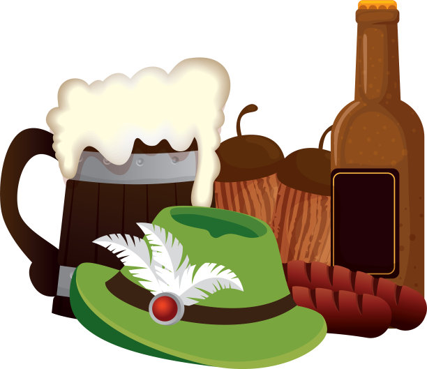 啤酒节帽子和啤酒设计图片下载