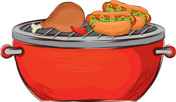 烤箱烧烤与食物隔离图标图片下载